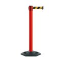 Montour Line Stanchion Belt Barrier Rubber Base Red Post 14ft.Black/Yel Belt MSR650-RD-BYD-140